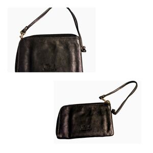 Fossil Genuine Leather Black Wristlet Wallet Clutch Zippered Boho Classic